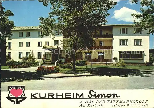 Bad Tatzmannsdorf Burgenland Kurheim Simon Kat. Bad Tatzmannsdorf