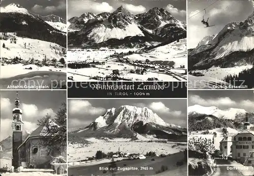 Lermoos Tirol Grubig Sessellift Dorfstrasse Pfarrkirche Kat. Lermoos