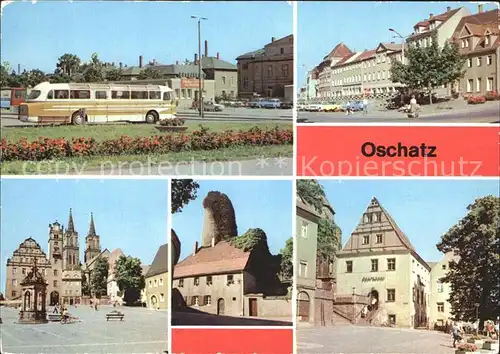 Oschatz Busbahnhof Thaelmann Platz Markt Frongasse Stadtwachturm Sparkasse Kat. Oschatz