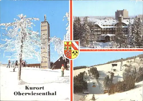 Oberwiesenthal Erzgebirge Fichtelberg Aussichtsturm Bergstation Erholungsheim Aktivist Sprungschanzen Kat. Oberwiesenthal