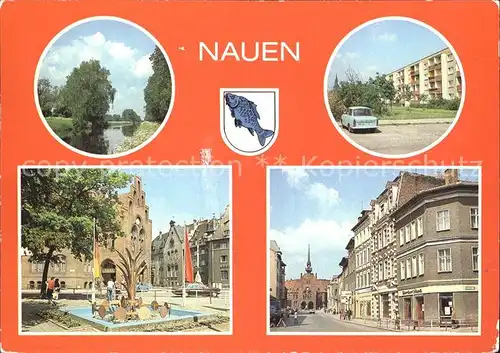 Nauen Havelland Havel Kanal Str des Friedens Thaelmann Platz Brunnen Rathaus Berliner Str Kat. Nauen
