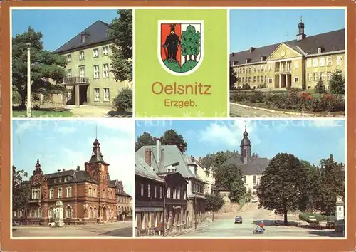 Oelsnitz Erzgebirge Kulturhaus Hans Marchwitza Ernst Schneller Oberschule Rathaus Rathausplatz Kat. Oelsnitz Erzgebirge