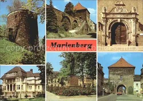 Marienberg Erzgebirge Roter Turm Heimatmuseum Renaissanceportal des Rathauses Pionierhaus Philipp Mueller Denkmal Zschopauer Tor Kat. Marienberg