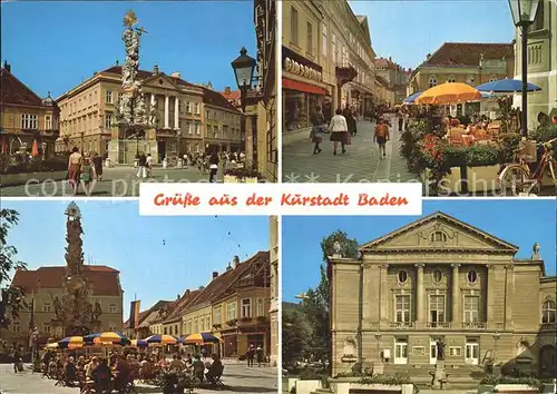 Baden Wien Fussgaengerzone Hauptplatz Pfarrgasse Traubenkur Stadttheater Kat. Baden