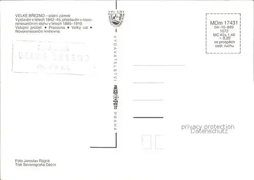Velke Brezno Statni zamek Vstupni pruceli Pracovna Velky sal Novorensancni knihovna Kat. Grosspriesen