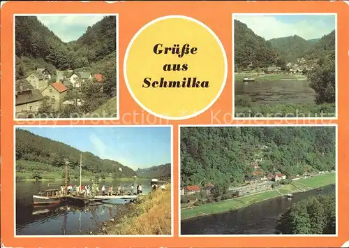 Schmilka Teilansicht Elbeblick Anlegestelle Teilansicht Kat. Bad Schandau