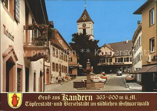 Kandern Dorfpartie Brunnen Kirchturm Kat. Kandern