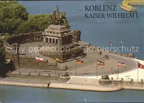 Koblenz Rhein Deutsches Eck mit Kaiser Wilhelm Denkmal Kat. Koblenz