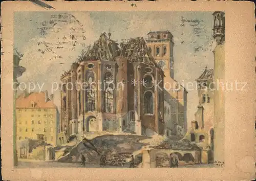 Muenchen Chor der Peterskirche zerstoert 1944 Kuenstlerkarte  Isaak Pader Kat. Muenchen