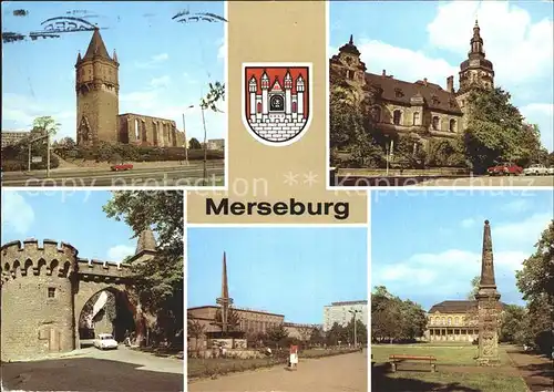Merseburg Saale Kirchenruine Haus der Kultur Krummes Tor Schlossgarten Kat. Merseburg