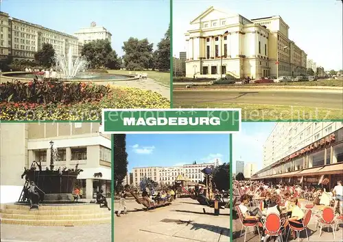 Magdeburg Wilhelm Pieck Allee Maxim Gorki Theater Brunnen Leiterstrasse Kat. Magdeburg