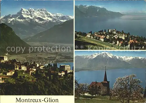 Montreux VD Glion See Berge Kirche Kat. Montreux