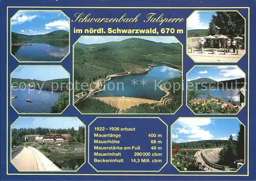 Schwarzenbachtalsperre Talsperre Ansichten Staumauer Kat. Forbach