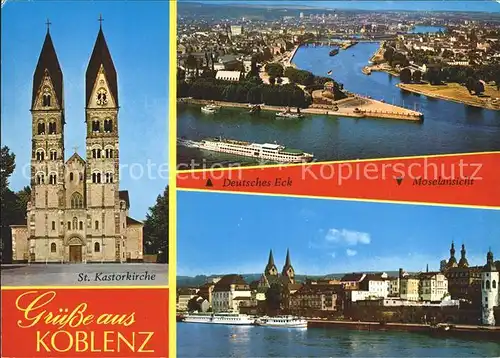 Koblenz Rhein Deutsches Eck Moselansicht Sankt Kastorkirche Kat. Koblenz