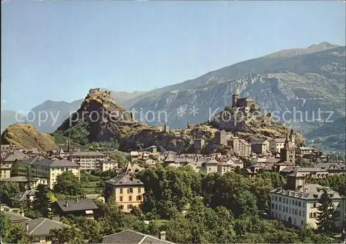 Sion VS Stadtansicht Valere Tourbillon Kat. Sion