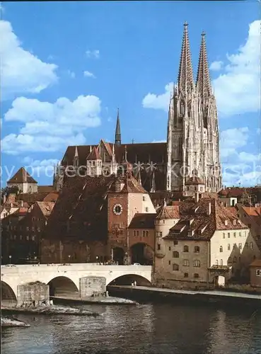 Regensburg Dom Steinerne Bruecke  Kat. Regensburg