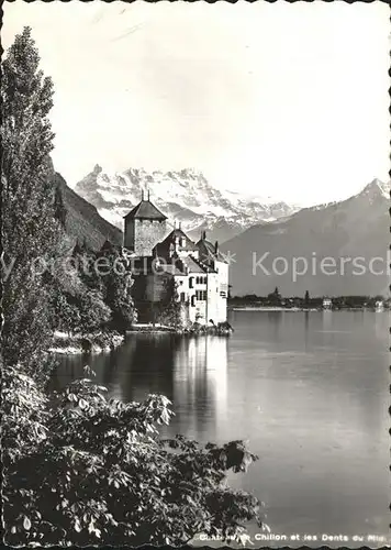 Dents du Midi Chateau Chillon Genfer See Kat. Dents du Midi