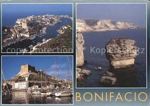 Bonifacio Corse du Sud Felsen Meer Segelboote Burg Kat. Bonifacio