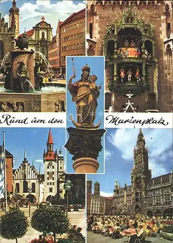 Muenchen Fischbrunnen Glockenspiel Altes Rathaus Neues Rathaus Kat. Muenchen