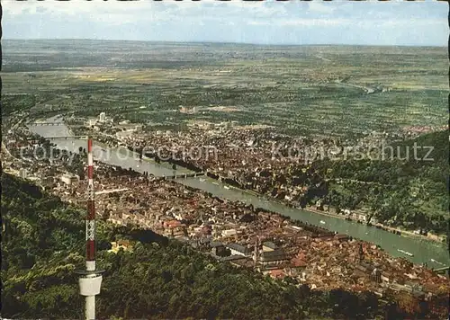 Heidelberg Neckar Blick vom Fersehturm auf dem Koenigstuhl nach Heidelberg Kat. Heidelberg