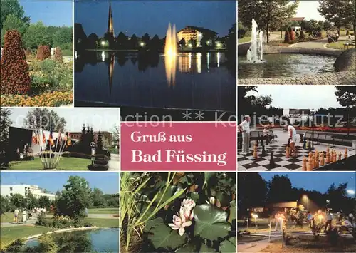 Bad Fuessing Schachspiel Brunnen Weiher im Park Kat. Bad Fuessing