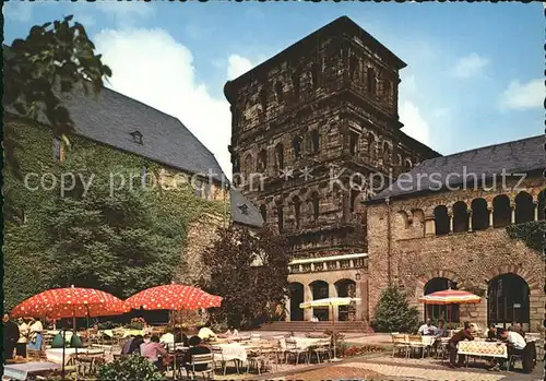 Trier Brunnenhof mit Porta Nigra und Simeonstift Kat. Trier