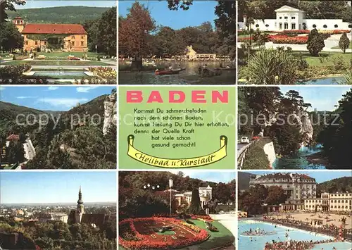 Baden Wien Kur  und Kongressstadt Blumenuhr Stadtansicht Thermalstrandbad Kat. Baden