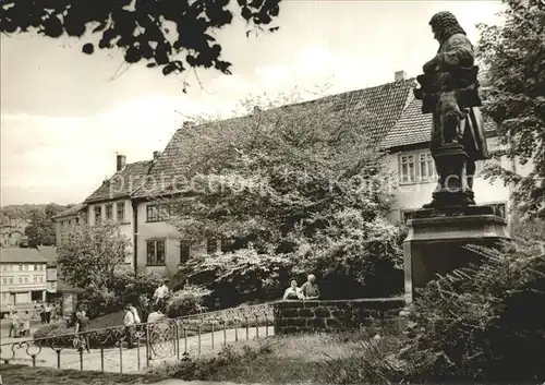 Eisenach Thueringen Bachhaus und Bachdenkmal am Frauenplan Kat. Eisenach