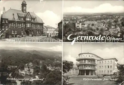 Gernrode Harz Ferienheim Fritz Heckert Rathaus Erholungsheim tubenberg Kat. Gernrode Harz