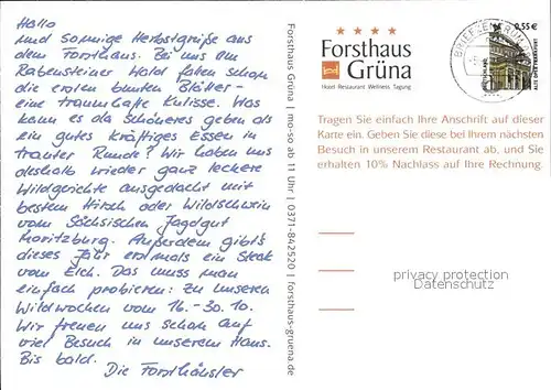 Chemnitz Forsthaus Gruena Kat. Chemnitz