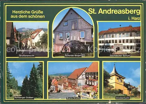 St Andreasberg Harz Schwibb Bogen Dachdecker Schule Glockenturm Kat. Sankt Andreasberg