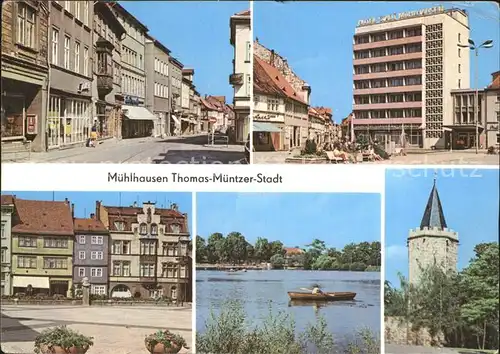 Muehlhausen Thueringen Thomas Muentzer Stadt Hotel Stadt Muehlhausen Schwanenteich Rabenturm Kat. Muehlhausen Thueringen