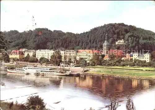 Schandau Bad Schiff Elbe Kirche Kat. Bad Schandau