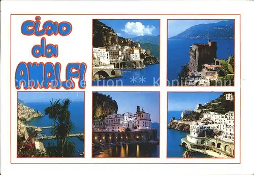 Amalfi K?ste Burg Nachtaufnahme Kat. Amalfi