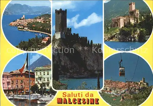 Malcesine Lago di Garda Schloss Seilbahn Hafen  Kat. Malcesine