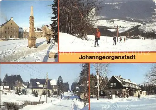Johanngeorgenstadt Postmeilensaeule Skilift Gasthaus Sauschwemme Kat. Johanngeorgenstadt