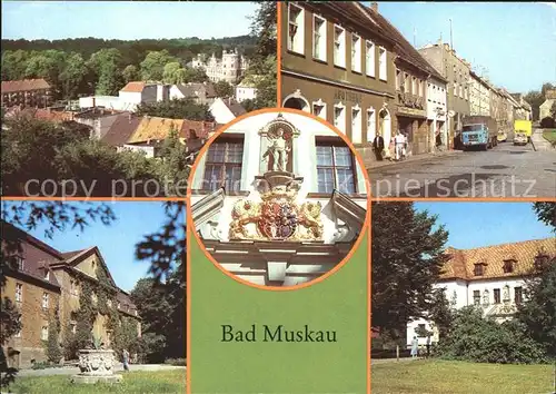 Bad Muskau Oberlausitz Ernst Thaelmann Strasse Wappen Alte Schloss  Kat. Bad Muskau