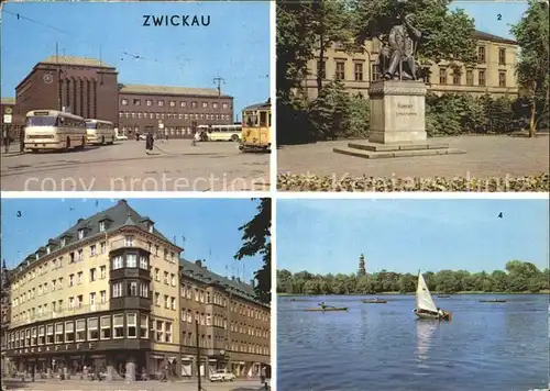 Zwickau Sachsen Robert Schumann Denkmal Ringcafe Schwanenteich Kat. Zwickau