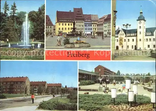 Freiberg Sachsen Scheringpark Brunnendenkmal am Obermarkt Rathaus Kat. Freiberg