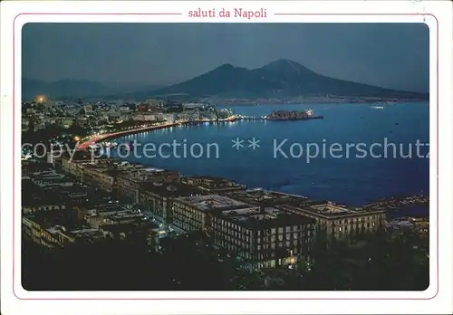 Napoli Neapel Panorama bei Nacht Panorama notturno Kat. Napoli