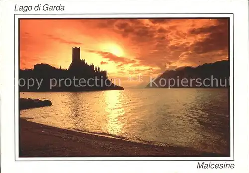 Malcesine Lago di Garda Sonnenuntergang castello Schloss Kat. Malcesine