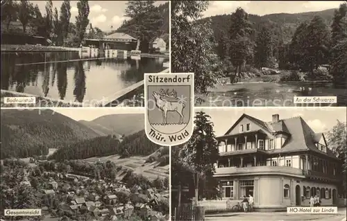 Sitzendorf Thueringen Schwarza Hotel Linde Badeanstalt Kat. Sitzendorf Schwarzatal