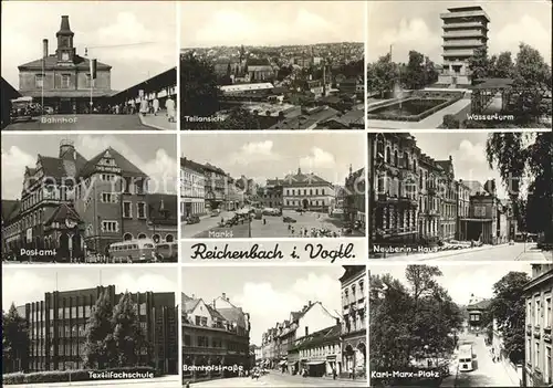 Reichenbach Vogtland Bahnhof Wasserturm Textilfachschule  Kat. Reichenbach