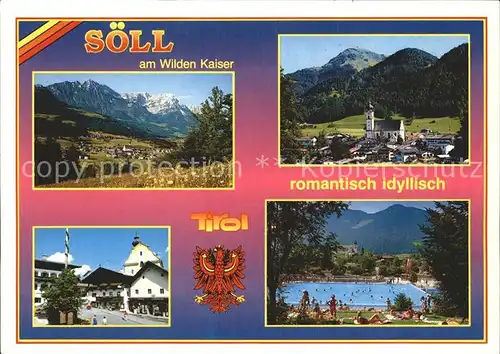 Soell Tirol Wilder Kaiser Schwimmbad Kirche Hohe Salve Kat. Soell