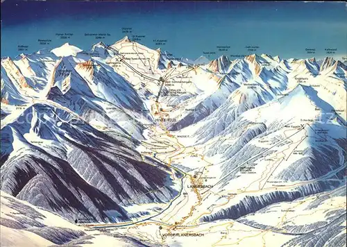 Tuxertal Reliefkarte Skigebiet Kat. Finkenberg