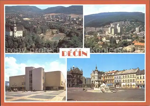 Decin Boehmen Leninplatz Ortsansichten Luftaufnahme Schloss Kat. Decin