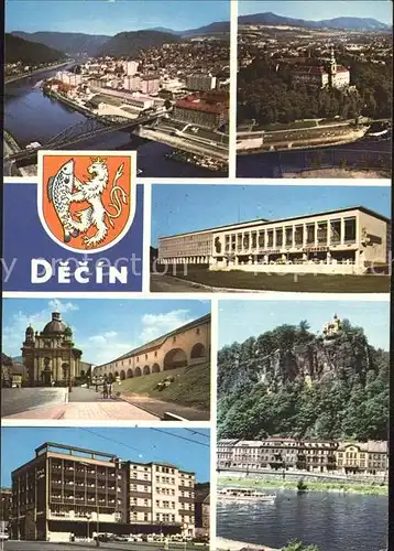 Decin Boehmen Schloss Schaeferwand Schiffanlegestelle Elbe Kat. Decin
