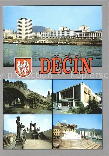 Decin Boehmen Elbe Ortsansicht Bruecke Denkmal Kat. Decin