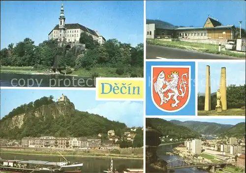 Decin Boehmen Schloss Elbe Schaeferwand  Luftaufnahme Kat. Decin