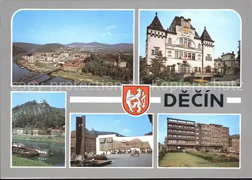 Decin Boehmen Rathaus Elbe Schloss  Kat. Decin